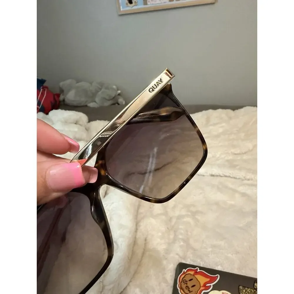 QUAY Level Up Remixed Tortoise Square Sunglasses Brown